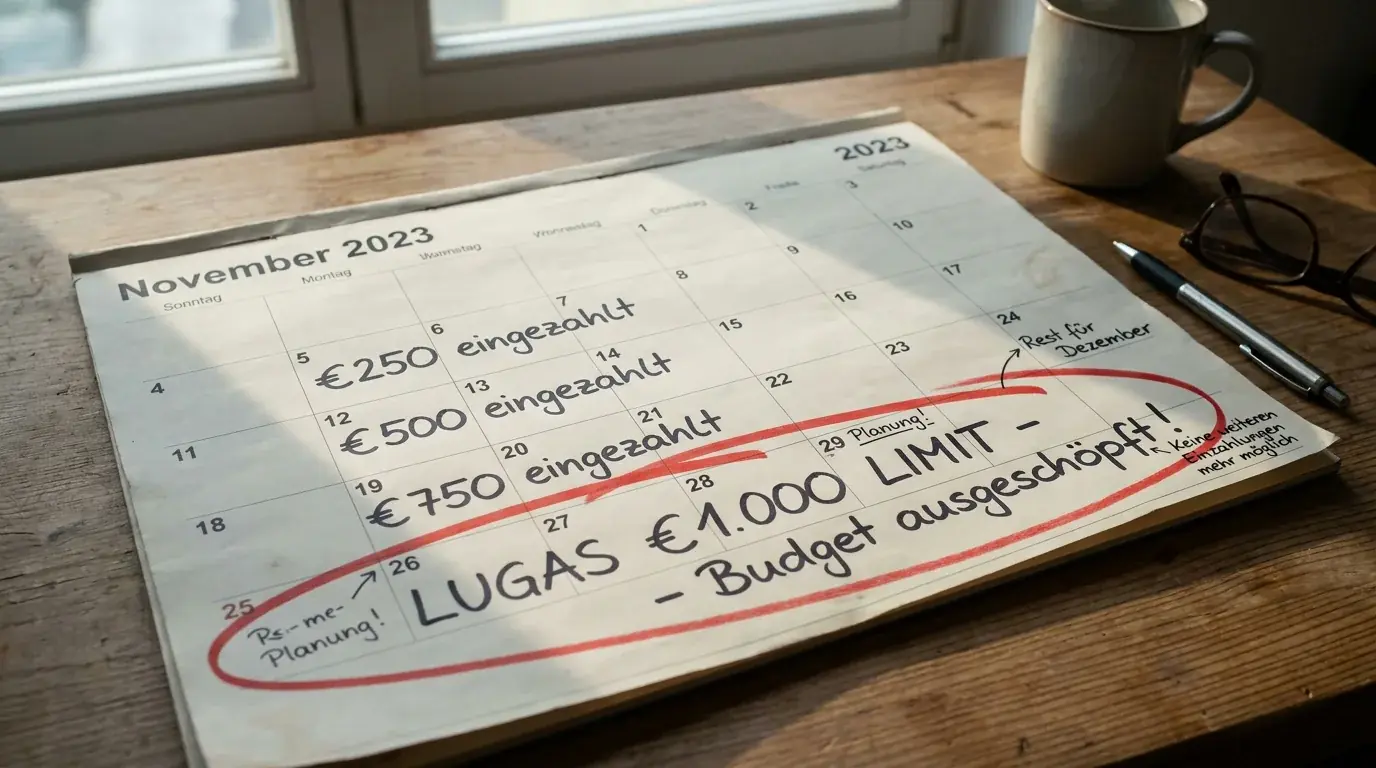 Planung des LUGAS-Monatslimits von 1000 Euro in die Bankroll-Strategie fuer Beachvolleyball-Kombiwetten
