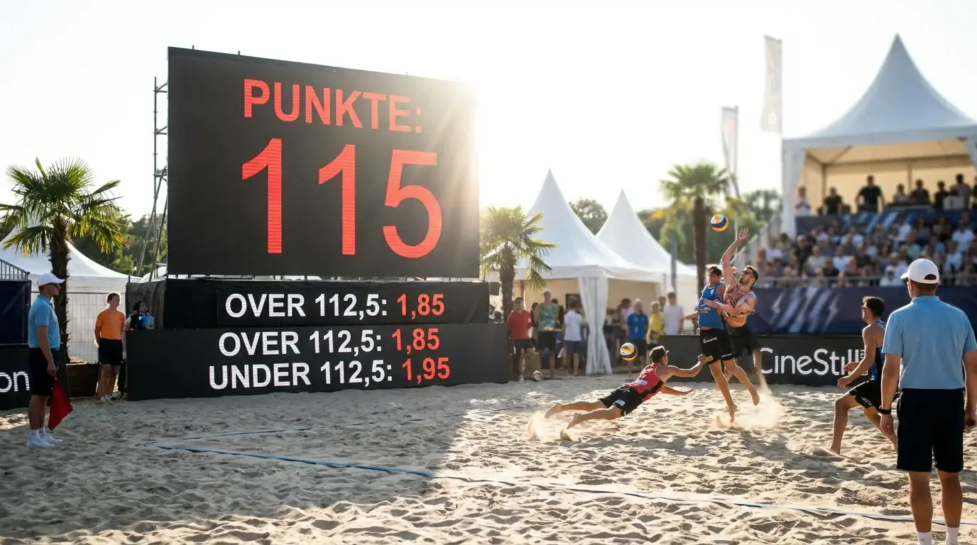 Beachvolleyball Over/Under Kombiwette: Analyse typischer Linien zwischen 100 und 130 Gesamtpunkten auf Sand