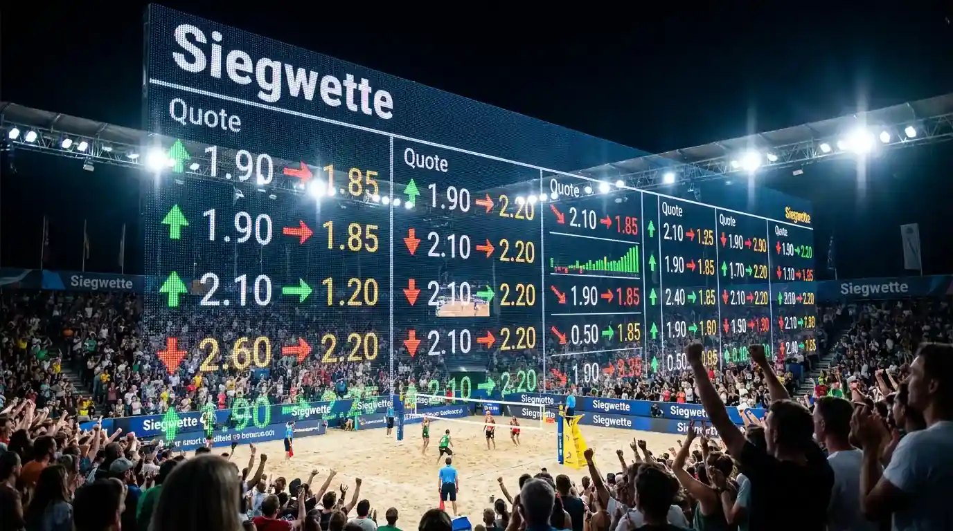 Live-Märkte beim Beachvolleyball-Seitenwechsel mit Siegwette und Over-Under Quotenreaktion