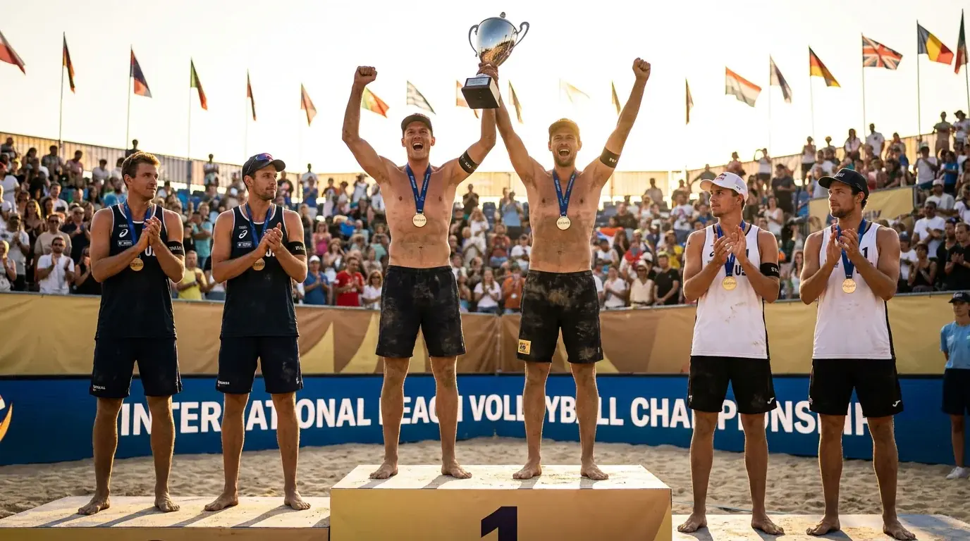 Beachvolleyball Turniersieger-Wetten – Siegerpodest bei einem internationalen Beachvolleyball-Elite16-Turnier