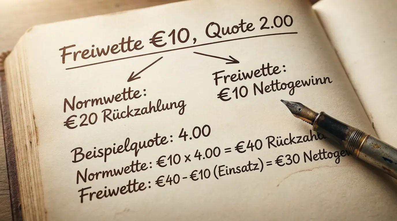 Berechnung des Nettogewinns einer Freiwette bei einer Beachvolleyball-Kombiwette mit Gesamtquote 4,00