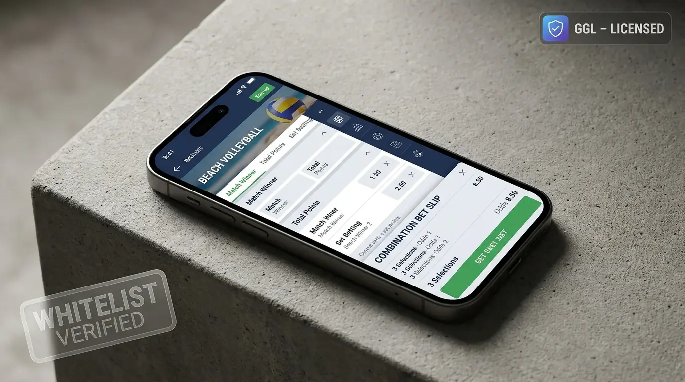 GGL-lizenzierte Wettanbieter Apps fuer Beachvolleyball mit Whitelist-Verifizierung auf dem Smartphone