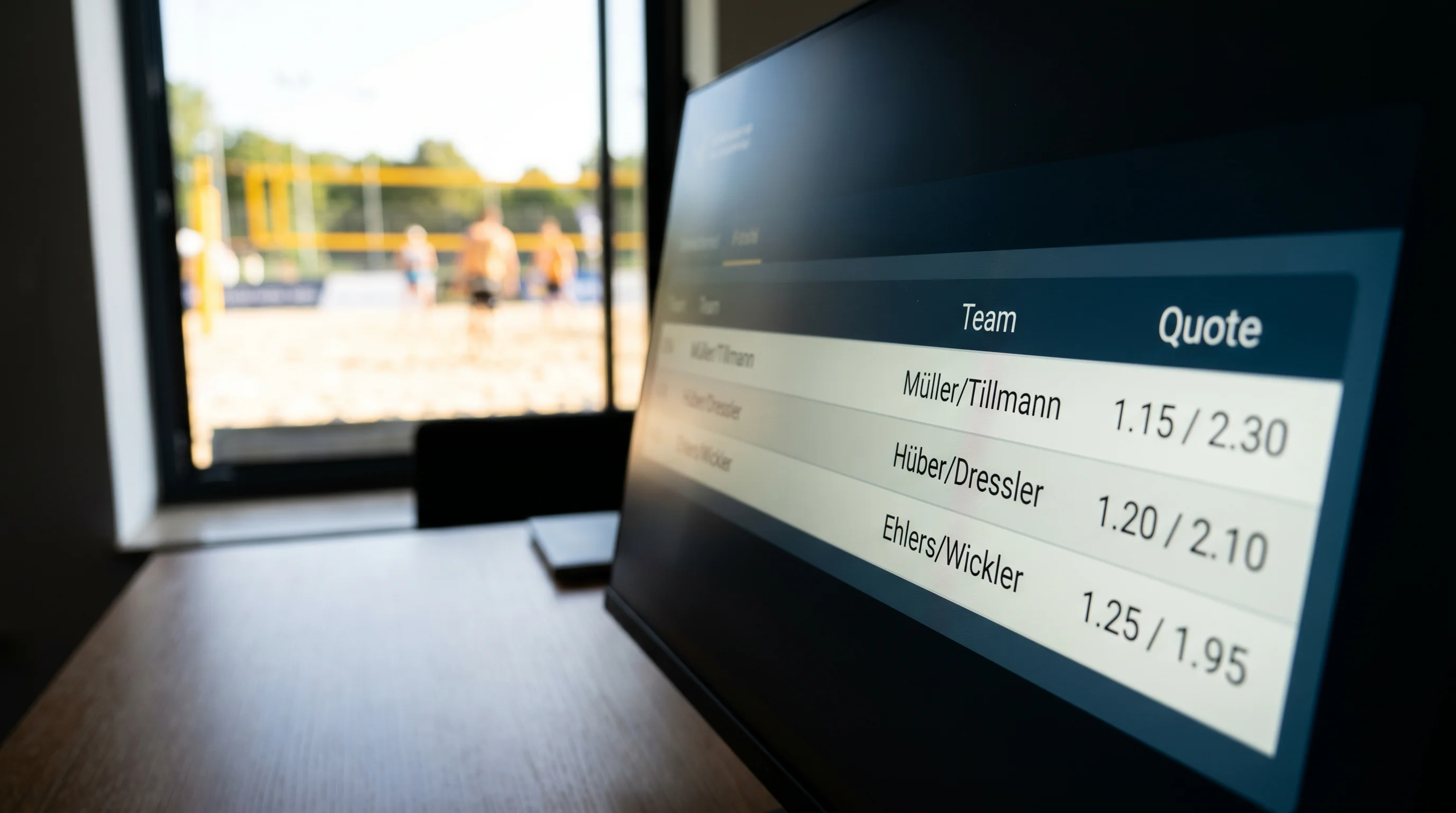 Typische Siegwetten-Quoten beim Beachvolleyball: Favoriten-Quoten zwischen 1,10 und 1,35 für Kombiwetten