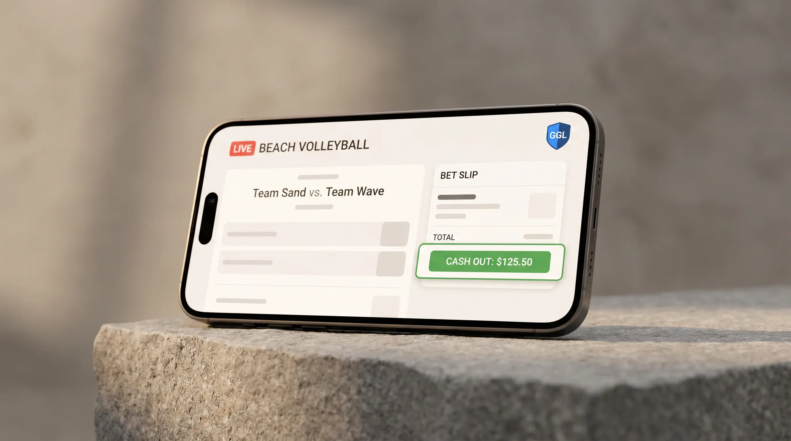 GGL-lizenzierter Wettanbieter App mit aktivierter Cash-Out-Option fuer Beachvolleyball-Kombiwetten